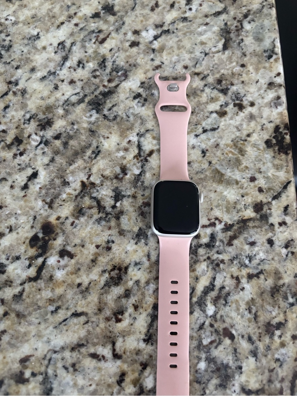 Apple Smartwatch with Rose Pink Silicone Band and Silver Case